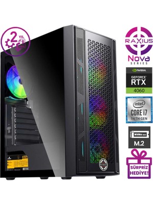 RaXius Nova G1 i7 4060-147A2 i7-14700 16GB 1TBSSD RTX4060 FreeDOS Gaming Masaüstü Bilgisayar