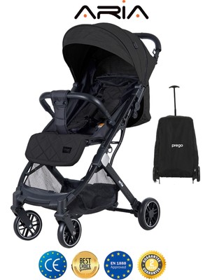 Prego Aria Hafif Tek Elle Katlanır Kabin Boy Bebek Arabası Yağmurluk ve Çanta