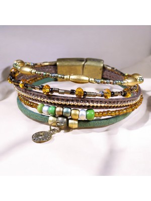 Etniko Boncuklu Etnik El Yapımı  Çoklu Bileklik