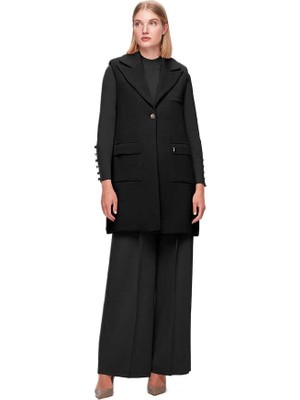 Miss Dalida Siyah Vatkalı Triko Yelek T25K-1008