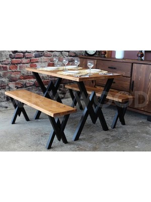 Deryawood  Ahşap Mutfak Masası Düz Kenar 70x130 cm