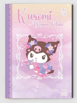 ZNC Kuromi 20 Sayfa Çocuklar İçin Eğlenceli Boyama Kitabı + Maske 3+ Yaş İçin Renkli