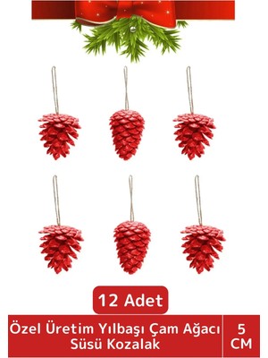 Premium Luxery Kış Parti Yeni Yıl Noel Yılbaşı Çam Ağacı Süsü Dekoratif Mini Kozalak 12 Adet