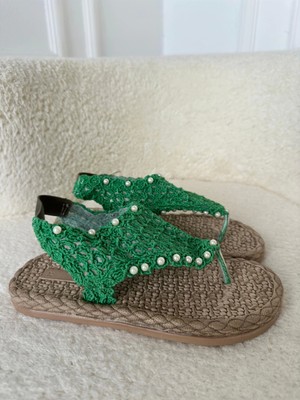 Kazax Mayya Yeşil Örgülü Sandalet