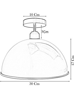Riolight  Vintage,Modern,Retro,Rustik Beyaz 1xe27 Duylu Tekli Metal Plofonyer Avize Çap:30cm
