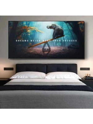 Limitless Design Dekoratif Butterfly & Elephant Hd Baskı Kanvas Tablo