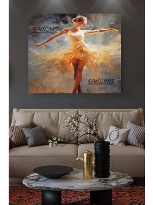Limitless Design Sarı Elbiseli Balerin Women Özel Tasarım Hd Hd Baskı Kanvas Tablo Ev, Ofis