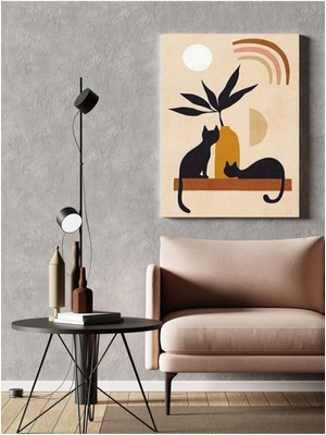 Limitless Design Hd Baskı Kanvas Tablo Kediler Vazo Ve Gökkuşağı Temalı 77