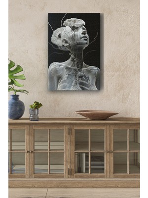 Limitless Design Çiçekler Ile Sarılı Sanatsal Iskelet Beden Yağlı Hd Baskı Kanvas Tablo