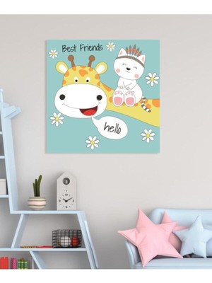 Limitless Design Dekoratif Çocuk Odası Best Friends: Hello Duvar Hd Baskı Kanvas Tablo