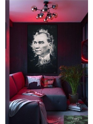 Limitless Design Atatürk Siyah Ahşap Hd Baskı Kanvas Tablo
