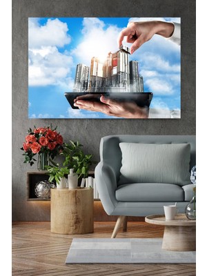 Limitless Design Gökyüzünde Bina Yapıları Emlak Inşaat Mimarlık Ofisleri Hd Hd Baskı Kanvas Tablo