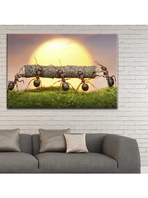 Limitless Design Dekoratif Çalışkan Karıncalar Hd Baskı Kanvas Tablo