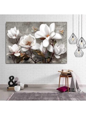Limitless Design Yağlı Boya Görünümlü Dekoratif Çiçekler Hd Baskı Kanvas Tablo Premium Kalite
