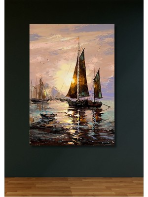 Limitless Design Günbatımı Yelkenli Hd Baskı Kanvas Tablo - Salon Oturma Yatak Odası Ofis Antre Için Duvar Dekoru