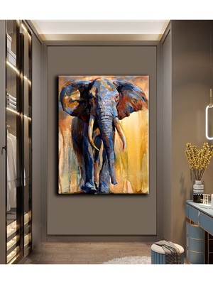 Limitless Design Yağlı Boya Efektli Şık Fil Tablosu F6|Hd Baskı Kanvas Tablo