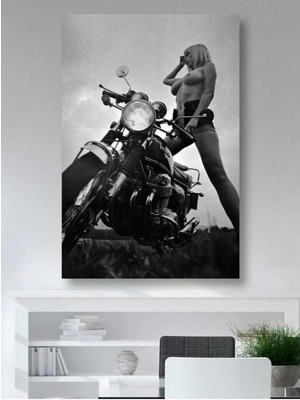 Limitless Design Motorcu Kadın1-Hd Baskı Kanvas Tablo Salon Oturma Yatak Odası Ofis Antre Cafe Için Duvar Dekoru