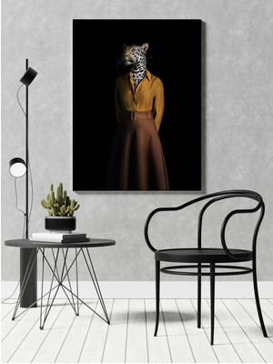 Limitless Design Hd Baskı Kanvas Tablo Kahve Rengi Etekli Ve Sarı Gömlekli Kaplan 201