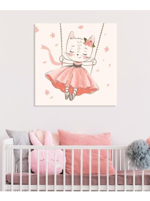 Limitless Design Dekoratif Çocuk Odası Pink Kitten Duvar Hd Baskı Kanvas Tablo