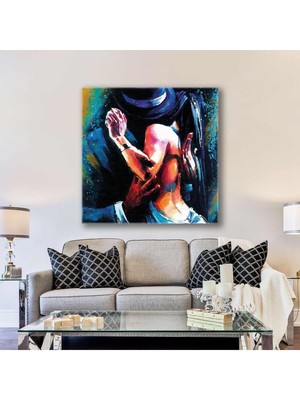 Limitless Design Şapkalı Adam Ve Partneri Tutkulu Dans Kare Hd Baskı Kanvas Tablo