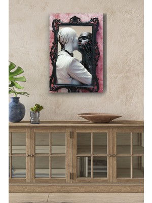 Limitless Design Ayna Içerisinde Siyah Beyaz Iki Insan Yağlı Hd Baskı Kanvas Tablo