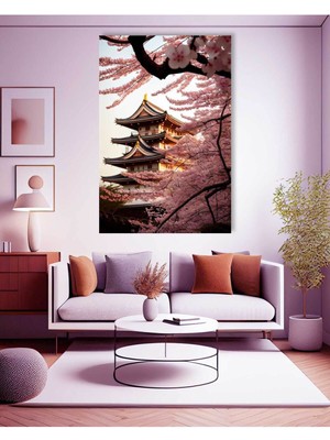 Limitless Design Pembe Japon Ağacı Hd Baskı Kanvas Tablo