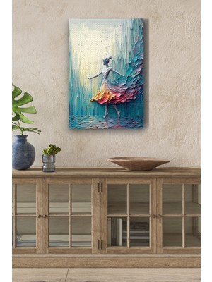 Limitless Design Mavi Boyalar Içerisindeki Balerin Yağlı Hd Baskı Kanvas Tablo