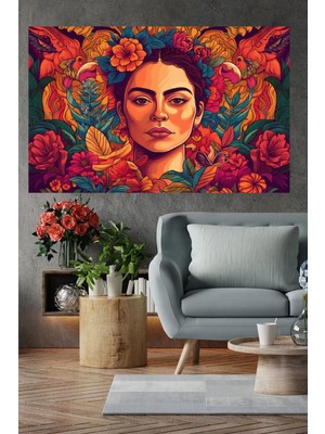 Limitless Design Özel Tasarım Renkli Ve Çiçekli Kadın Hd Kalite Hd Baskı Kanvas Tablo