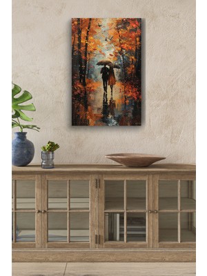 Limitless Design Kırmızı Sonbahar Yağlı Hd Baskı Kanvas Tablo