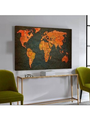 Limitless Design Harita Desenli Dekoratif Şık Hd Baskı Kanvas Tablo