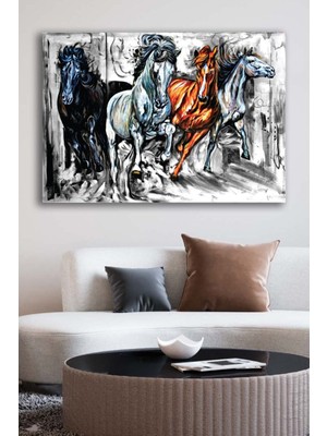 Limitless Design Hd Baskı Kanvas Tablo Baskılı Modern Dekoratif Yağlıboya Koşan Atlar Ev Ofis Otel Dekor