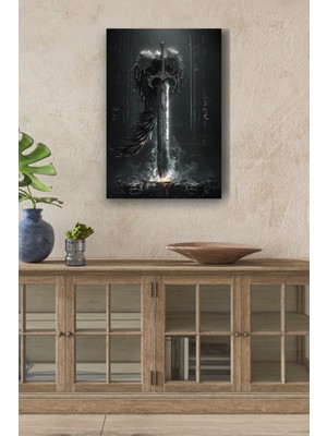 Limitless Design Kanat Detaylı Kılıç Yağlı Hd Baskı Kanvas Tablo