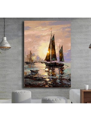 Limitless Design Yağlı Boya Görünümlü Modern Kayık Kanvas