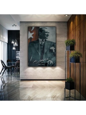 Limitless Design Atatürk Modelli Dekoratif Şık Hd Baskı Kanvas Tablo