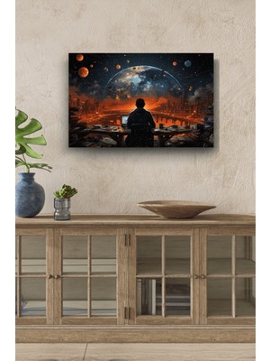 Limitless Design Gezegen Detaylı Fantastik Tasarım Yatay Yağlı Hd Baskı Kanvas Tablo