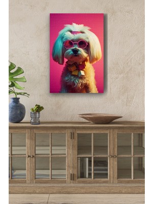 Limitless Design Gözlüklü Süs Köpeği Yağlı Hd Baskı Kanvas Tablo