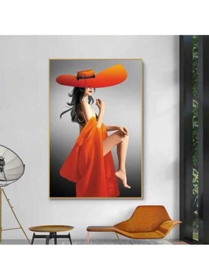 Limitless Design Dekoratif Woman & Orange Hd Baskı Kanvas Tablo