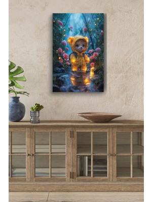 Limitless Design Yağmurluklu Pofuduk Ayıcık Yağlı Hd Baskı Kanvas Tablo