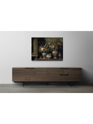 Limitless Design Vintage Görünüm Çiçekler Dekoratif Hd Baskı Kanvas Tablo