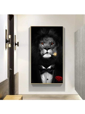 Limitless Design Dekoratif Lıon In Clothıng Hd Baskı Kanvas Tablo