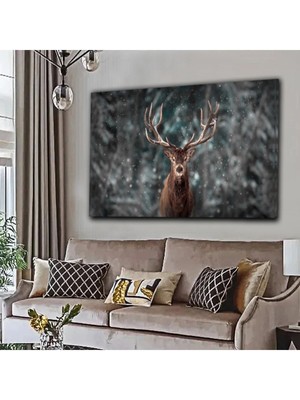 Limitless Design Rengeyiği Tablosu Kış Detaylı Şık Tablo|Hd Baskı Kanvas Tablo