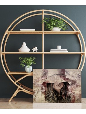 Limitless Design Dekor Ofisi Sanatsal Modern Şapkalı Kadın Dekoratif Hd Baskı Kanvas Tablo