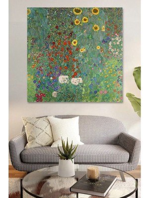 Limitless Design Gustav Klimt - Farm Garden With Sunflowers Dekoratif Hd Baskı Kanvas Tablosu
