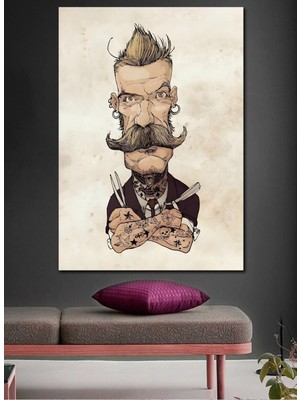 Limitless Design Karikatür Tasarım Erkek Kuaför Berber Model Özgün Tasarım Hd Baskı Kanvas Tablo