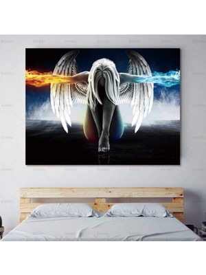 Limitless Design Fire Ice Angel Hd Baskı Kanvas Tablo