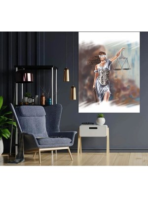 Limitless Design Adalet Gözü Kapalı Themis Hukuk Terazi Hd Hd Baskı Kanvas Tablo