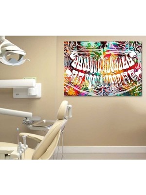 Limitless Design Srdt11 - Soyut 32 Diş Ve Çene Diş Hekimi, Diş Hatanesi, Diş Kliniği, Dişçi Hd Baskı Kanvas Tablo