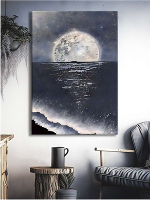 Limitless Design Muhteşem Dolunay Manzarası Dekoratif Hd Baskı Kanvas Tablo - Voov2481