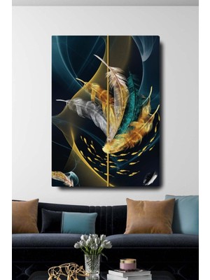 Limitless Design Dekoratif Soyut Altın Balıklar Sürreal Kanvas Duvar Tablosu