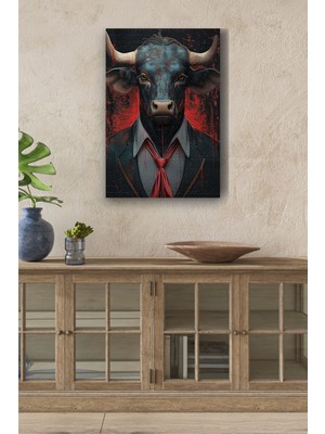 Limitless Design Modernist Siyah Boğa Yağlı Hd Baskı Kanvas Tablo